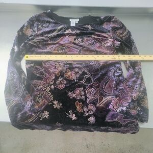 Coldwater Creek Purple and Black Paisley Long Sleeve Top